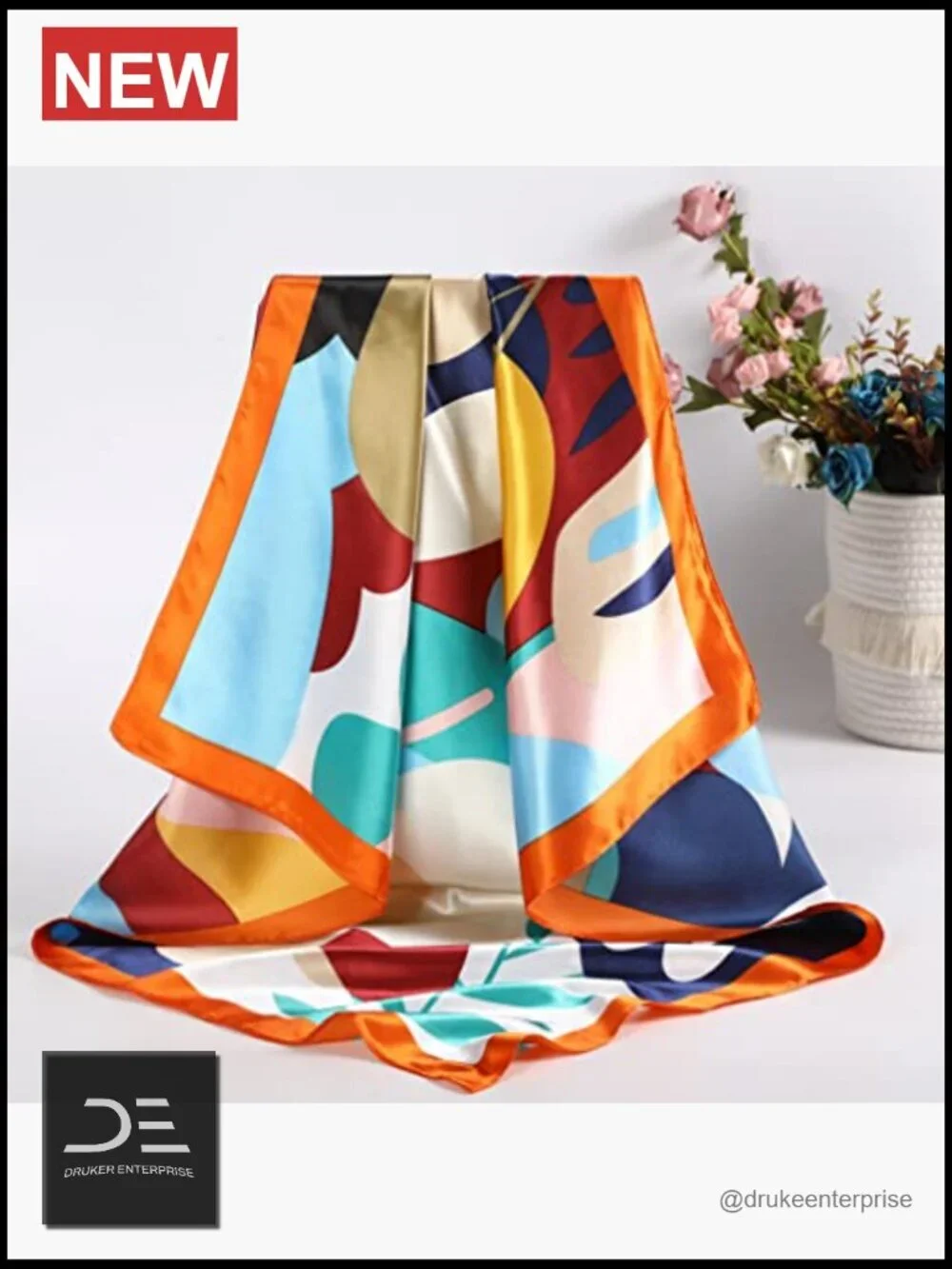 Large Satin Scarf Hair Wrap - Polyester Silk Scarf for Women